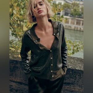 ZARA SEQUIN KNIT CARDIGAN JACKET